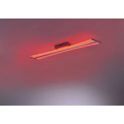 Plafonnier Paul Neuhaus Q-Riller Led Chrome, 2 Lumieres, Telecommandes, Changeur De Couleurs