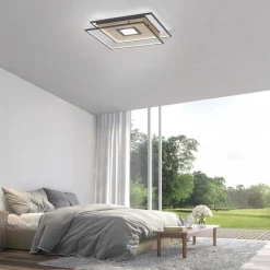 Plafonnier Paul Neuhaus Q-Amira Led Noir, 1 Lumiere, Telecommandes