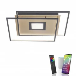 Plafonnier Paul Neuhaus Q-Amira Led Noir, 1 Lumiere, Telecommandes