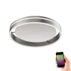 Plafonnier Paul Neuhaus Q-Vito Led Acier Inoxydable, 1 Lumiere, Telecommandes