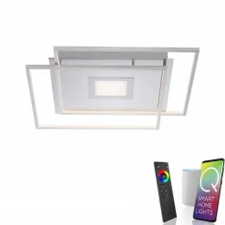 Plafonnier Paul Neuhaus Q-Amira Led Nickel Mat, 1 Lumiere, Telecommandes