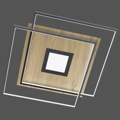 Plafonnier Paul Neuhaus Q-Amira Led Bois Clair, 1 Lumiere, Telecommandes