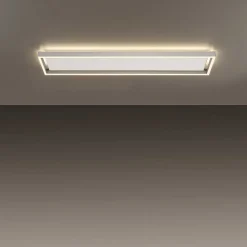 Plafonnier Paul-Neuhaus Q-Kaan Led Acier Brosse, 2 Lumieres, Telecommandes