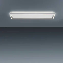 Plafonnier Paul-Neuhaus Q-Kaan Led Acier Brosse, 2 Lumieres, Telecommandes
