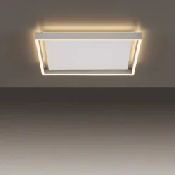 Plafonnier Paul-Neuhaus Q-Kaan Led Acier Brosse, 2 Lumieres, Telecommandes