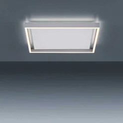 Plafonnier Paul-Neuhaus Q-Kaan Led Acier Brosse, 2 Lumieres, Telecommandes
