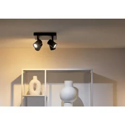 Plafonnier Philips Wiz Imageo Led Noir, 4 Lumieres, Changeur De Couleurs