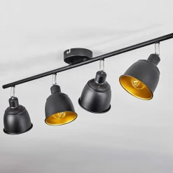 Plafonnier Pistrino Chrome, Noir, 4 Lumieres