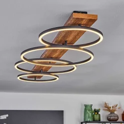 Plafonnier Pompu Led Ecru, Noir, 1 Lumiere