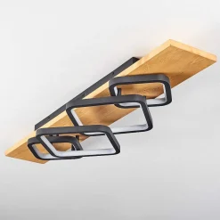 Plafonnier Pompu Led Ecru, Noir, 1 Lumiere