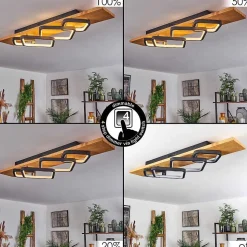 Plafonnier Pompu Led Ecru, Noir, 1 Lumiere