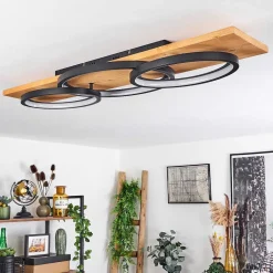 Plafonnier Pompu Led Ecru, Noir, 1 Lumiere