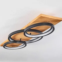 Plafonnier Pompu Led Ecru, Noir, 1 Lumiere