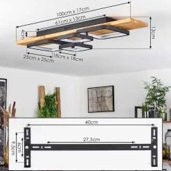 Plafonnier Pompu Led Ecru, Noir, 1 Lumiere