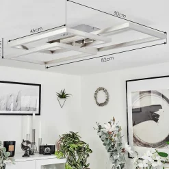 Plafonnier Relous Led Acier Inoxydable, 3 Lumieres, Telecommandes, Changeur De Couleurs