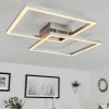 Plafonnier Relous Led Acier Inoxydable, 2 Lumieres, Telecommandes, Changeur De Couleurs