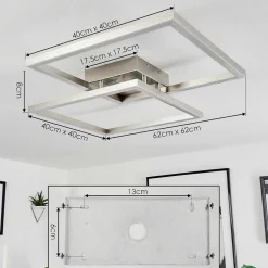 Plafonnier Relous Led Acier Inoxydable, 2 Lumieres, Telecommandes, Changeur De Couleurs