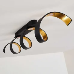Plafonnier Rezat Led Noir Dore, 1 Lumiere