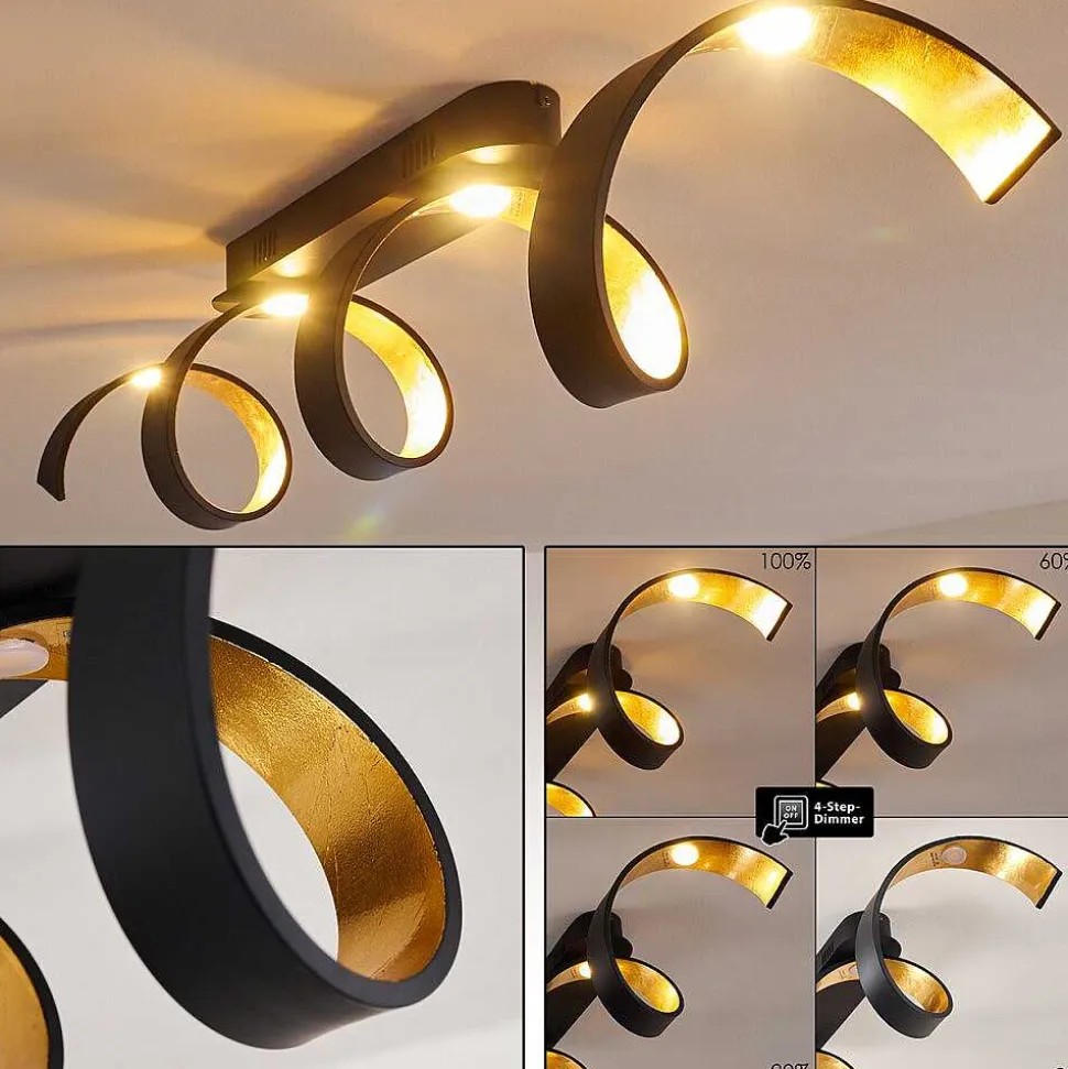 Plafonnier Rezat Led Noir Dore, 1 Lumiere