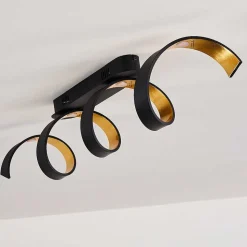 Plafonnier Rezat Led Noir Dore, 1 Lumiere