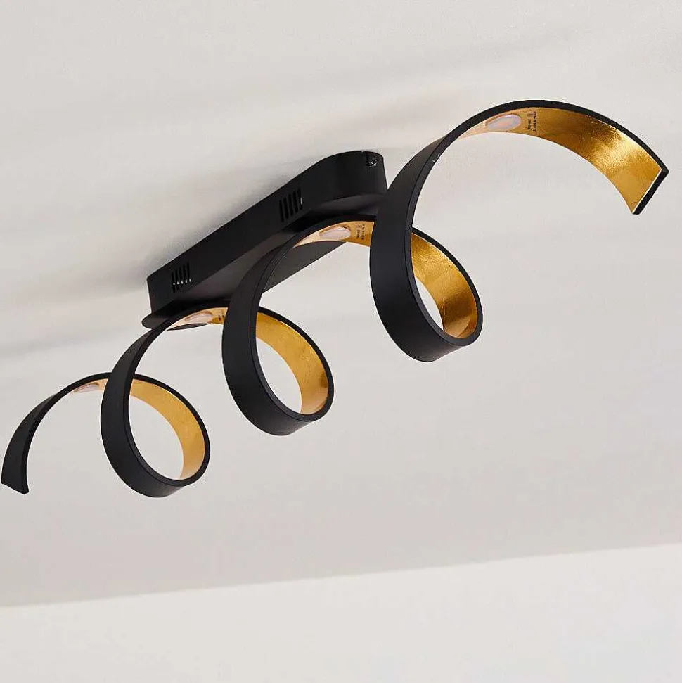 Plafonnier Rezat Led Noir Dore, 1 Lumiere