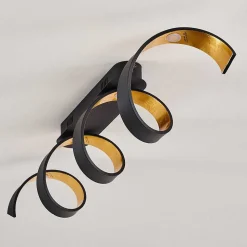 Plafonnier Rezat Led Noir Dore, 1 Lumiere