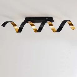 Plafonnier Rezat Led Noir Dore, 1 Lumiere