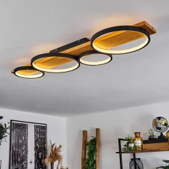 Plafonnier Rodekro Led Bois Clair, Noir, 1 Lumiere