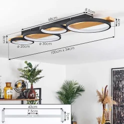 Plafonnier Rodekro Led Ecru, Noir, 1 Lumiere