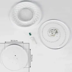 Plafonnier Roseto Led Chrome, Transparent, Blanc, 1 Lumiere, Telecommandes
