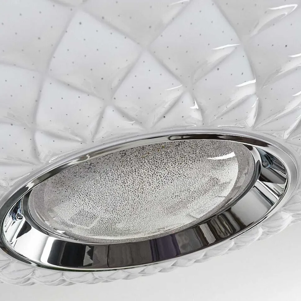 Plafonnier Roseto Led Chrome, Transparent, Blanc, 1 Lumiere, Telecommandes