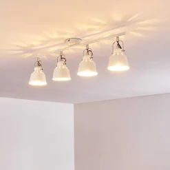 Plafonnier Safari Blanc, 4 Lumieres