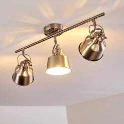 Plafonnier Safari Chrome Brosse, 3 Lumieres