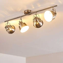 Plafonnier Safari Chrome Brosse, 4 Lumieres