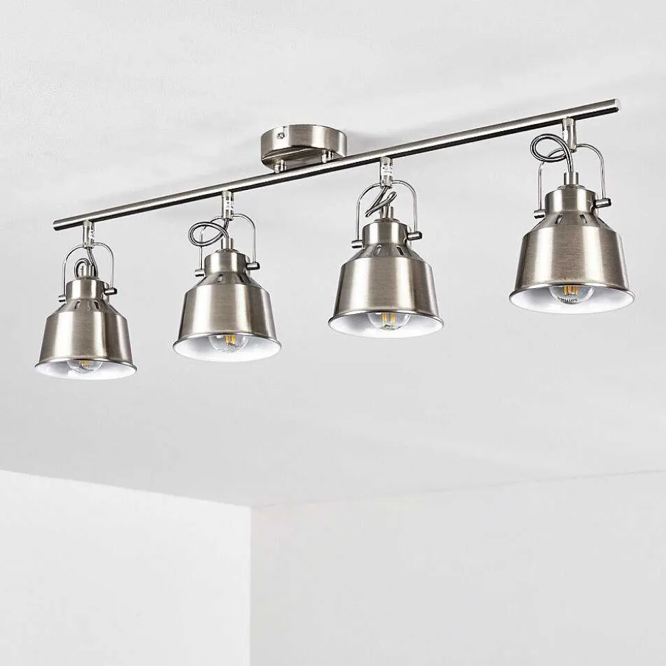 Plafonnier Safari Chrome Brosse, 4 Lumieres