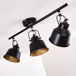Plafonnier Safari Noir Dore, 3 Lumieres