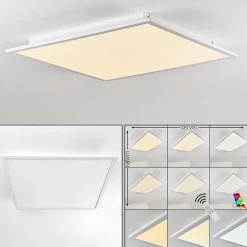 Plafonnier Salmi Led Aluminium, Blanc, 1 Lumiere, Telecommandes