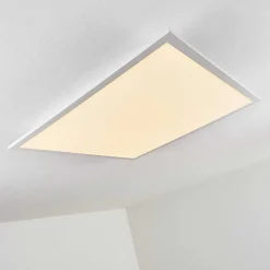 Plafonnier Salmi Led Aluminium, Blanc, 1 Lumiere, Telecommandes