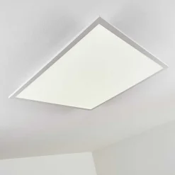 Plafonnier Salmi Led Aluminium, Blanc, 1 Lumiere, Telecommandes