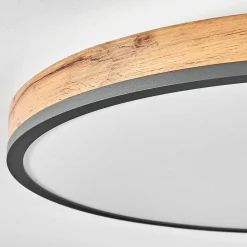 Plafonnier Salmi Led Anthracite, Brun, Couleur Bois, Noir, 1 Lumiere, Telecommandes
