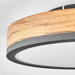 Plafonnier Salmi Led Anthracite, Brun, Couleur Bois, 1 Lumiere