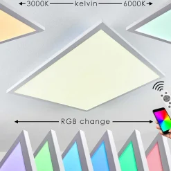 Plafonnier Salmi Led Blanc, 1 Lumiere, Telecommandes, Changeur De Couleurs