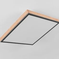 Plafonnier Salmi Led Couleur Bois, Noir, Blanc, 1 Lumiere