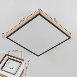 Plafonnier Salmi Led Couleur Bois, Noir, Blanc, 1 Lumiere