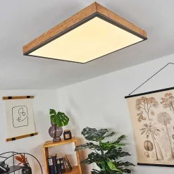 Plafonnier Salmi Led Couleur Bois, Noir, Blanc, 1 Lumiere