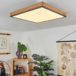 Plafonnier Salmi Led Couleur Bois, Noir, Blanc, 1 Lumiere