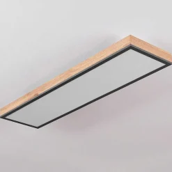 Plafonnier Salmi Led Couleur Bois, Noir, Blanc, 1 Lumiere, Telecommandes