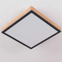 Plafonnier Salmi Led Couleur Bois, Noir, Blanc, 1 Lumiere