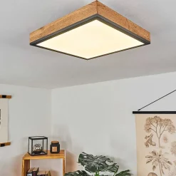 Plafonnier Salmi Led Couleur Bois, Noir, Blanc, 1 Lumiere