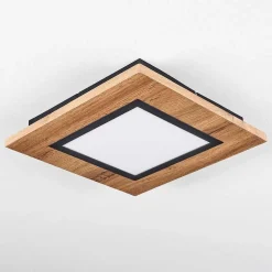 Plafonnier Salmi Led Couleur Bois, Noir, 1 Lumiere